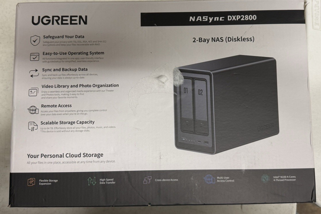 UGREEN DXP2800 NASync 2-Bay Network Attached Storage NAS No Drives Included