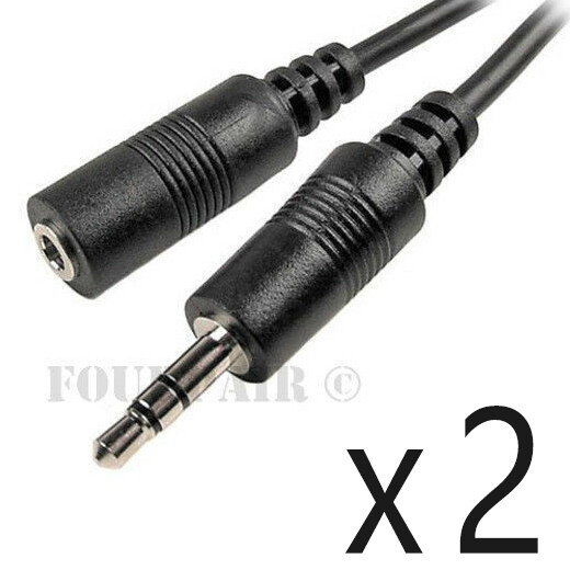 2 Pack Lot – 10ft 3.5mm Stereo Audio Extension Cable Male to Female M/F MP3 1/8″