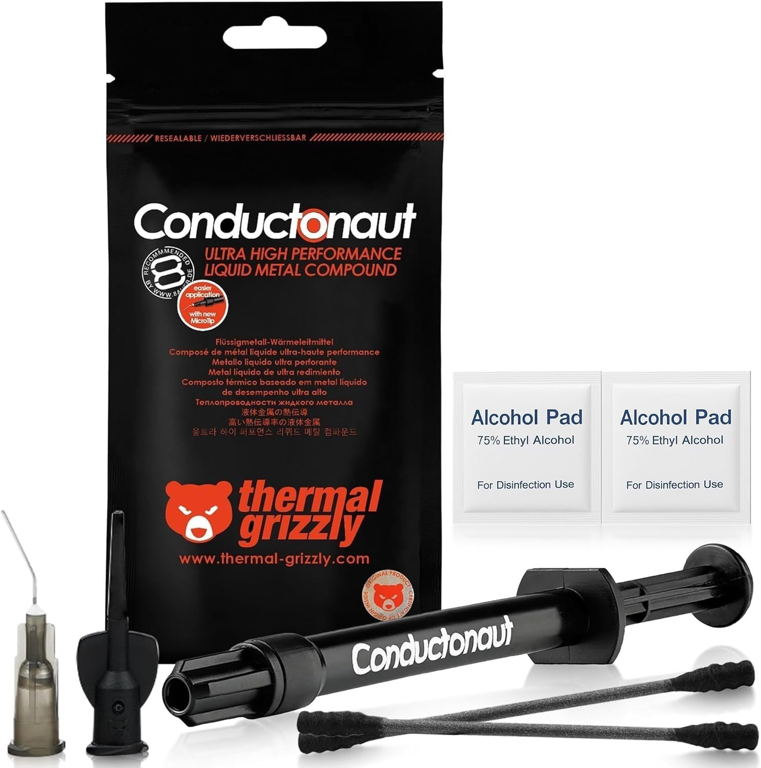 Thermal Grizzly Conductonaut Thermal Grease – 1Gram Set + Extra Applicators – Li