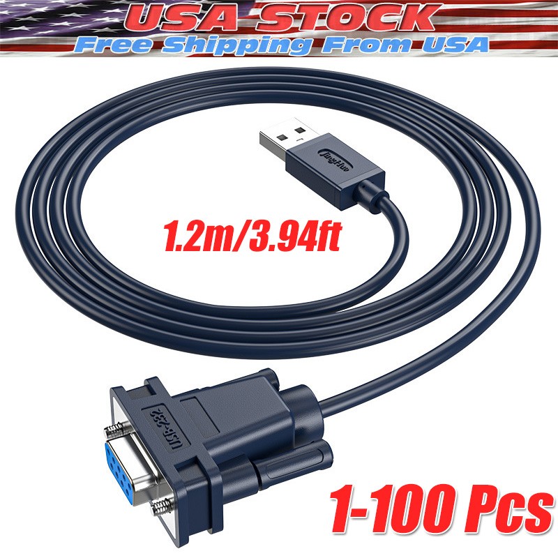 3.9 Ft USB 2.0 to Female DB9 RS232 Serial Converter 9 Pin Adapter Cable PDA Lot