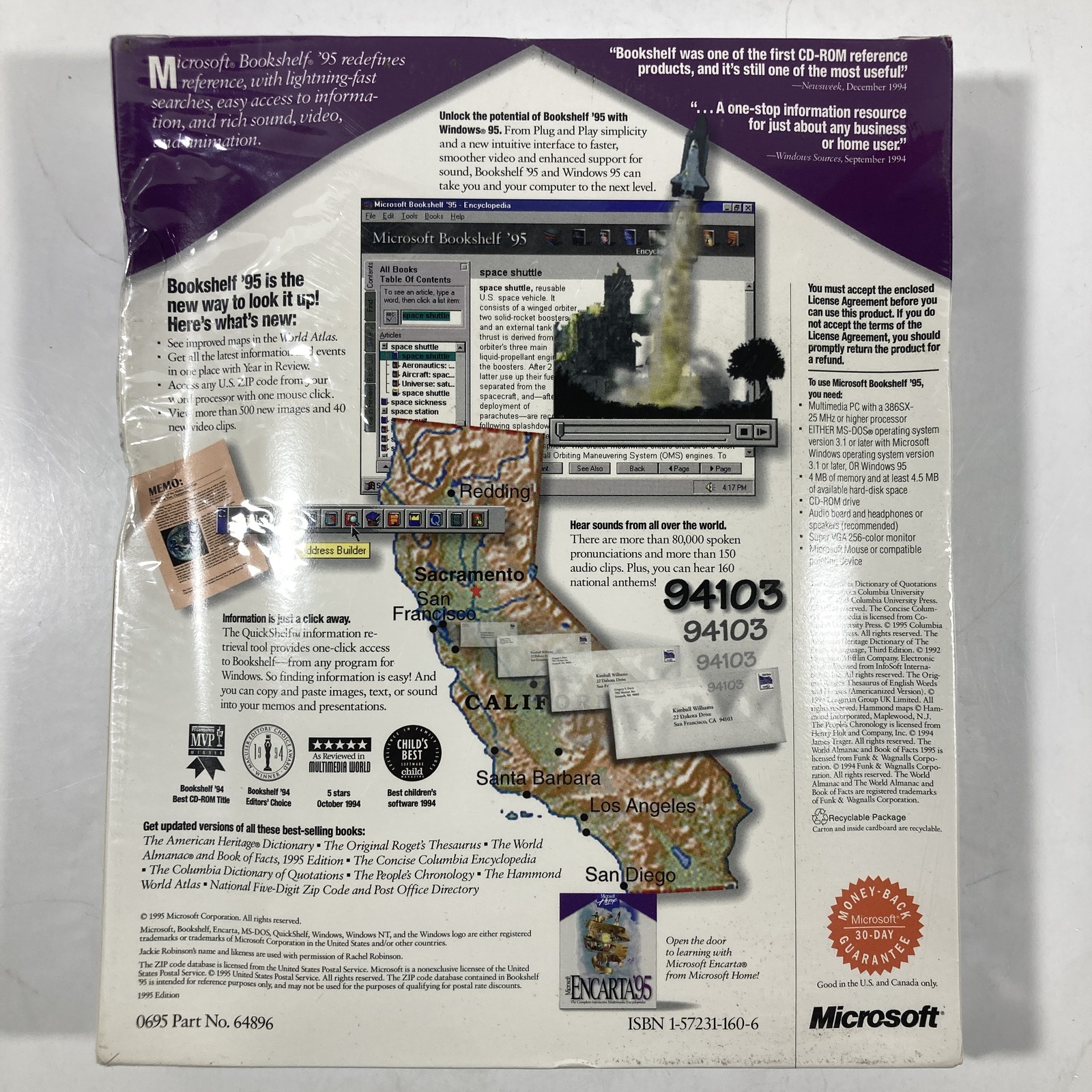 Microsoft Bookshelf ’95 CD-ROM Software for Windows 95 / 3.1 New Sealed Big Box