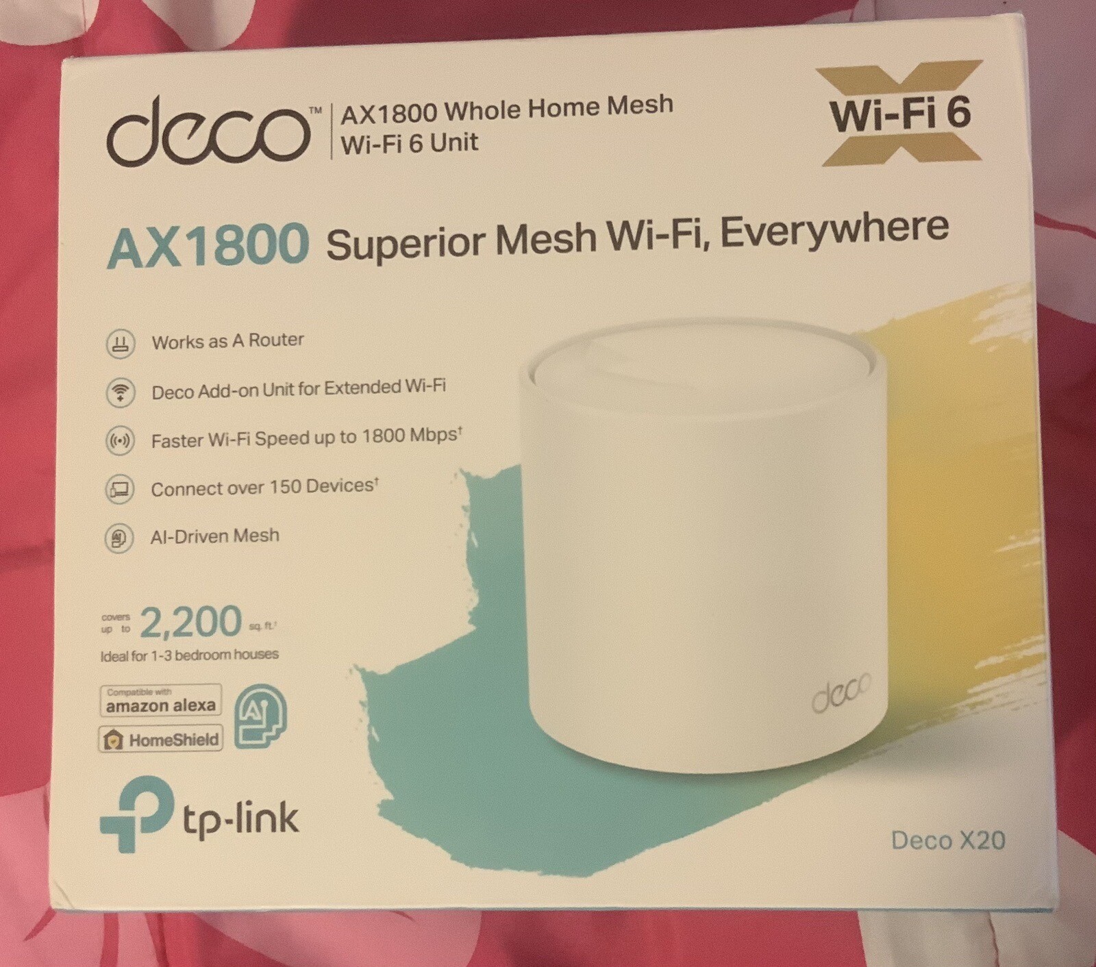 P-Link Deco X20 AX1800 Whole Home Mesh WiFi 6 System 1 Pack White TPLink