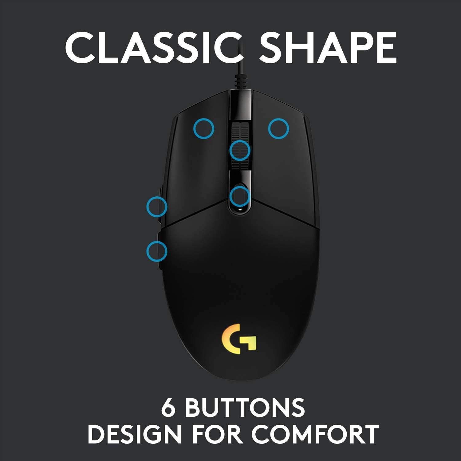Logitech G203 LightSync Wired Gaming Mouse–Black