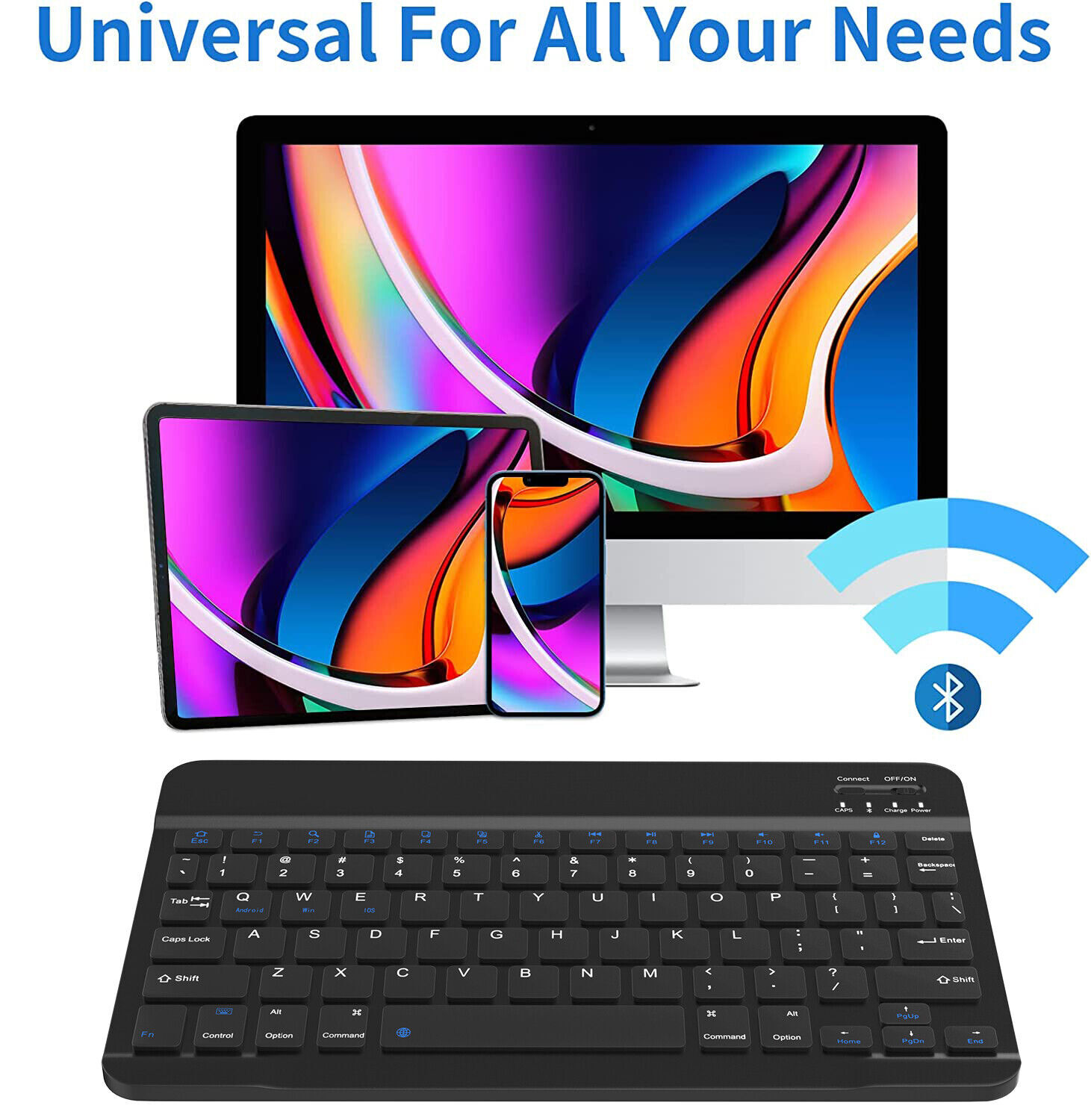 Universal Bluetooth 3.0 Slim Keyboard for Android Windows iOS Tablet PC Laptop