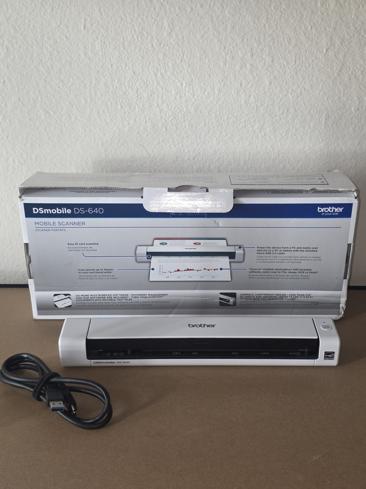 Brother DS-640 Compact Mobile Document Scanner – White