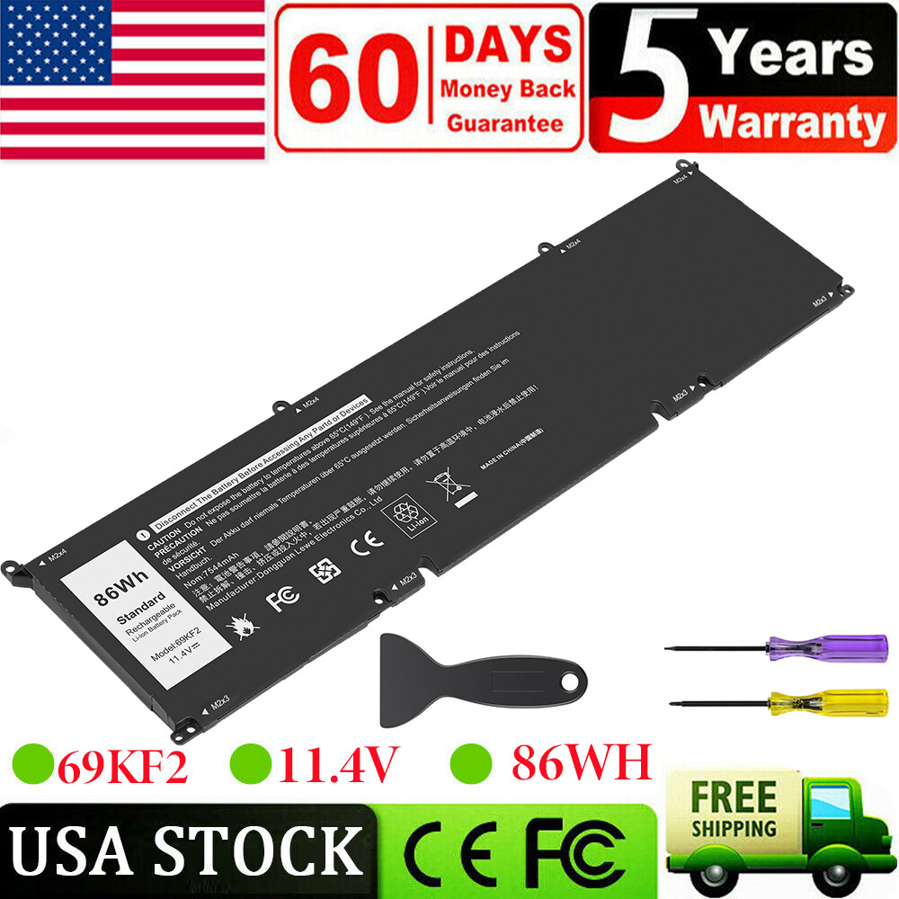 86WH 69KF2 Battery For Dell XPS 15 9500 Alien M15 M17 R3 Precision 5550 M59JH US