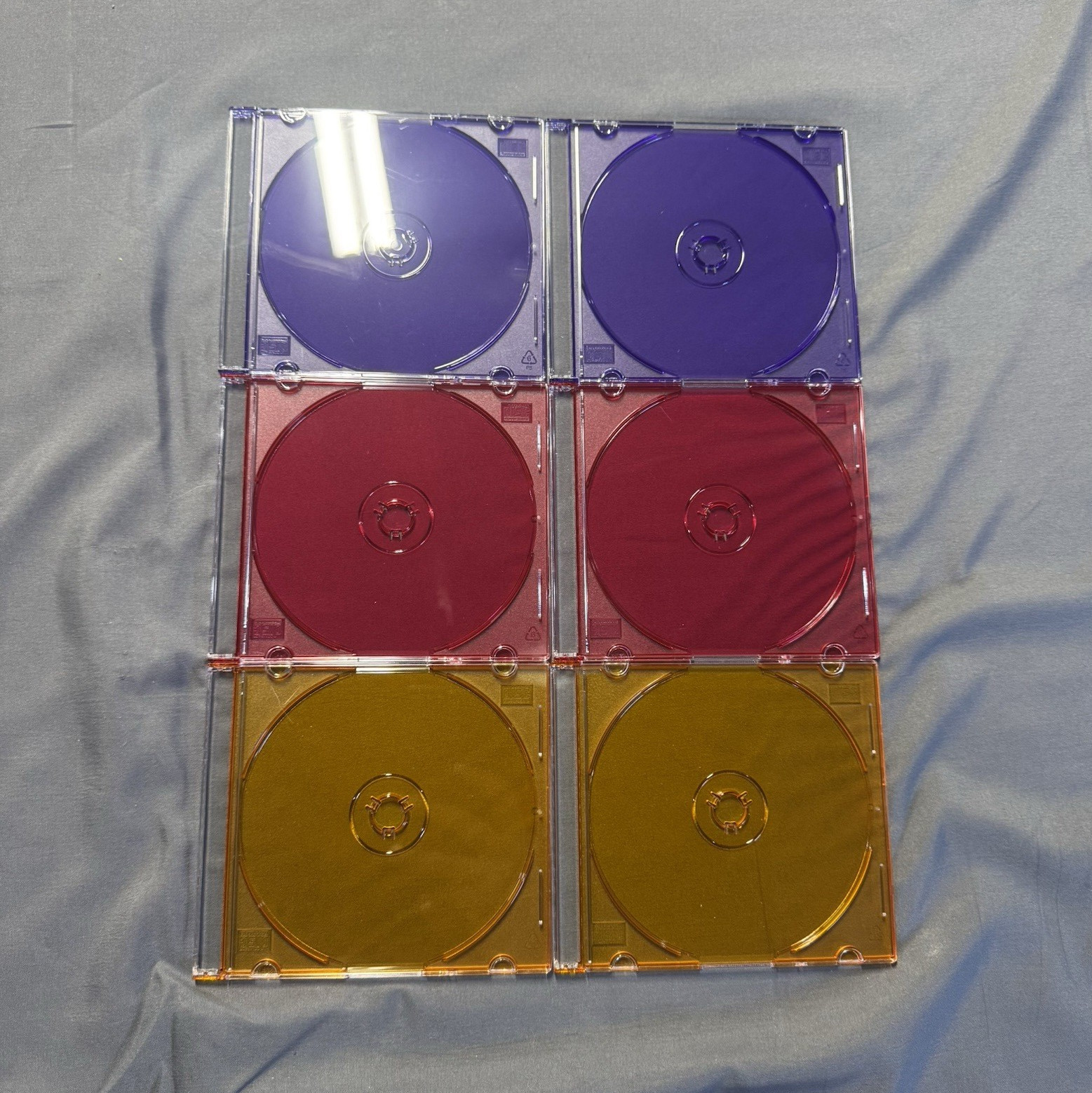 Lot of 6 Slimline CD Jewel Cases Multicolor Plastic Durable Single Case