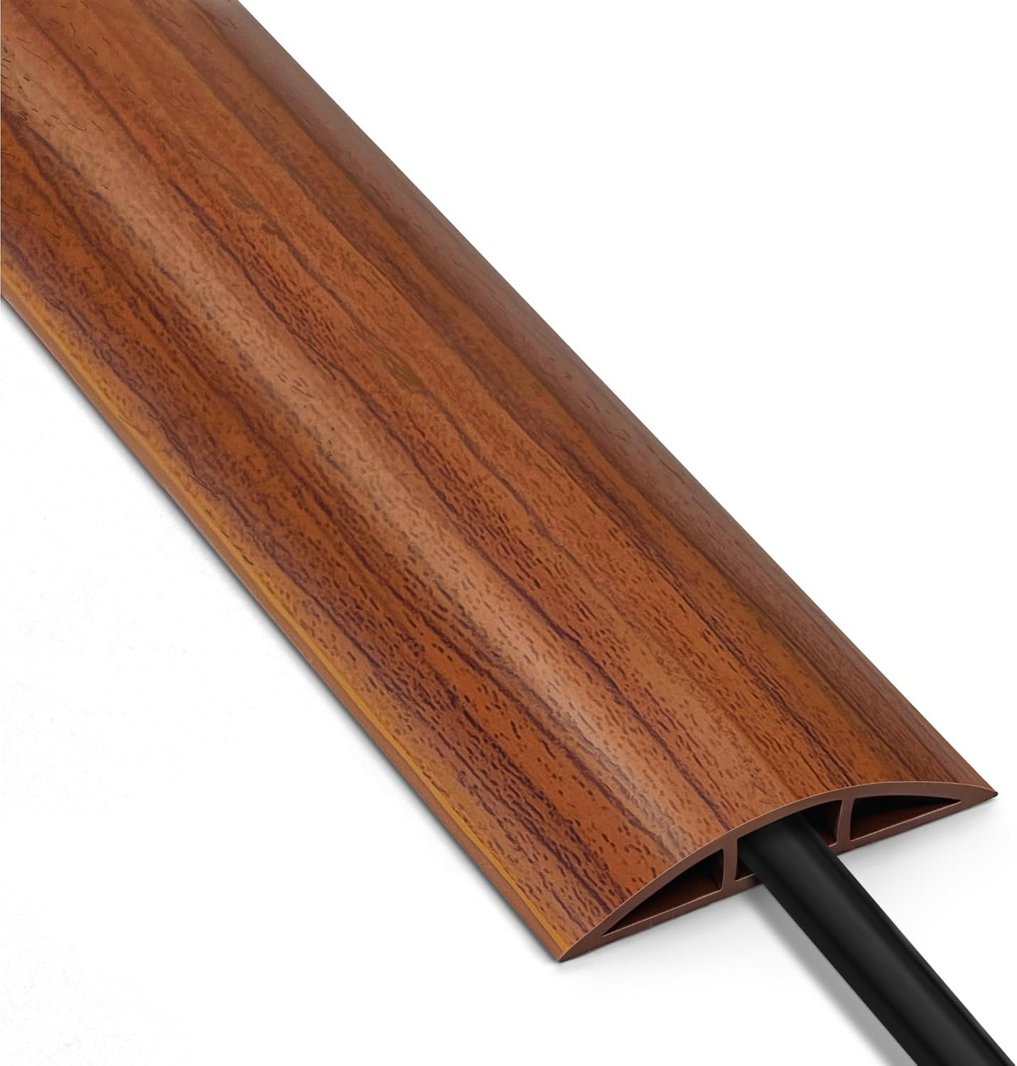 8ft Walnut Wood Cable Cover Floor, LZEOY Extension Cord Cover, Wire Cover for…