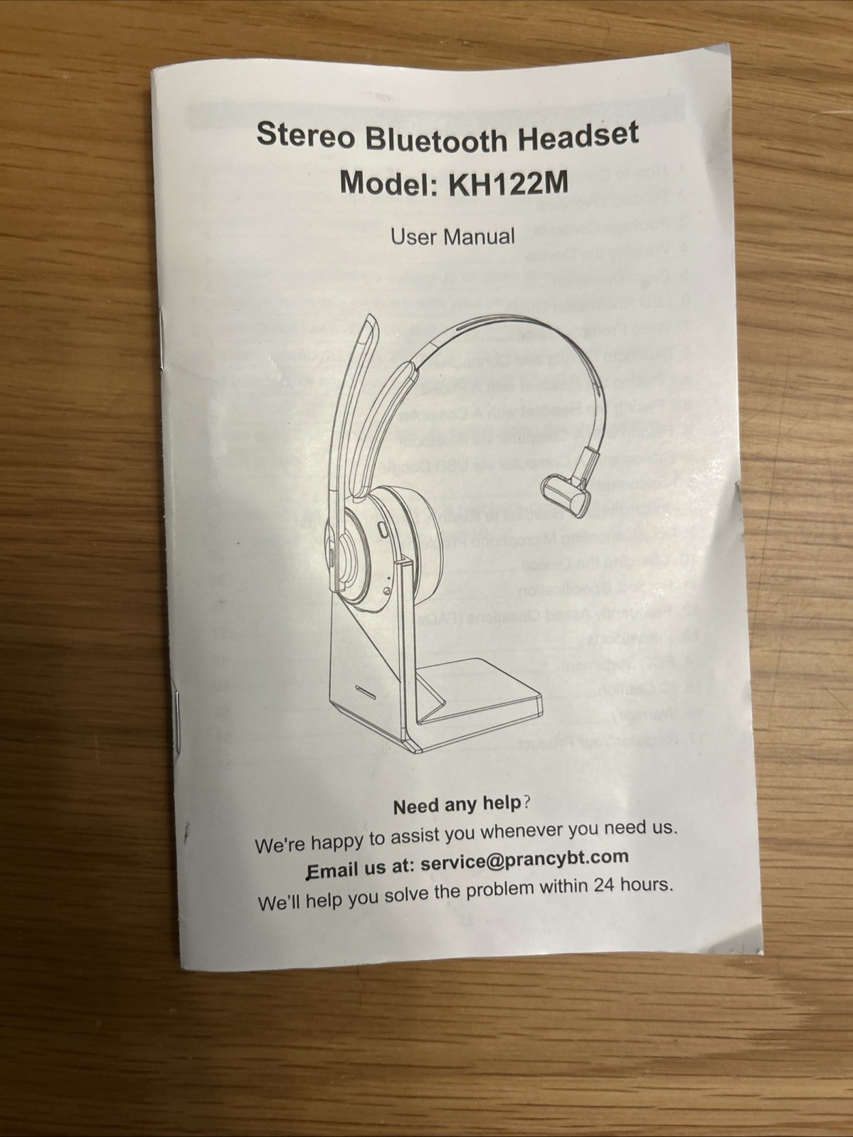 Bluetooth Wireless Mono Headset w/ Mic | USB Dongle + Charging Base
