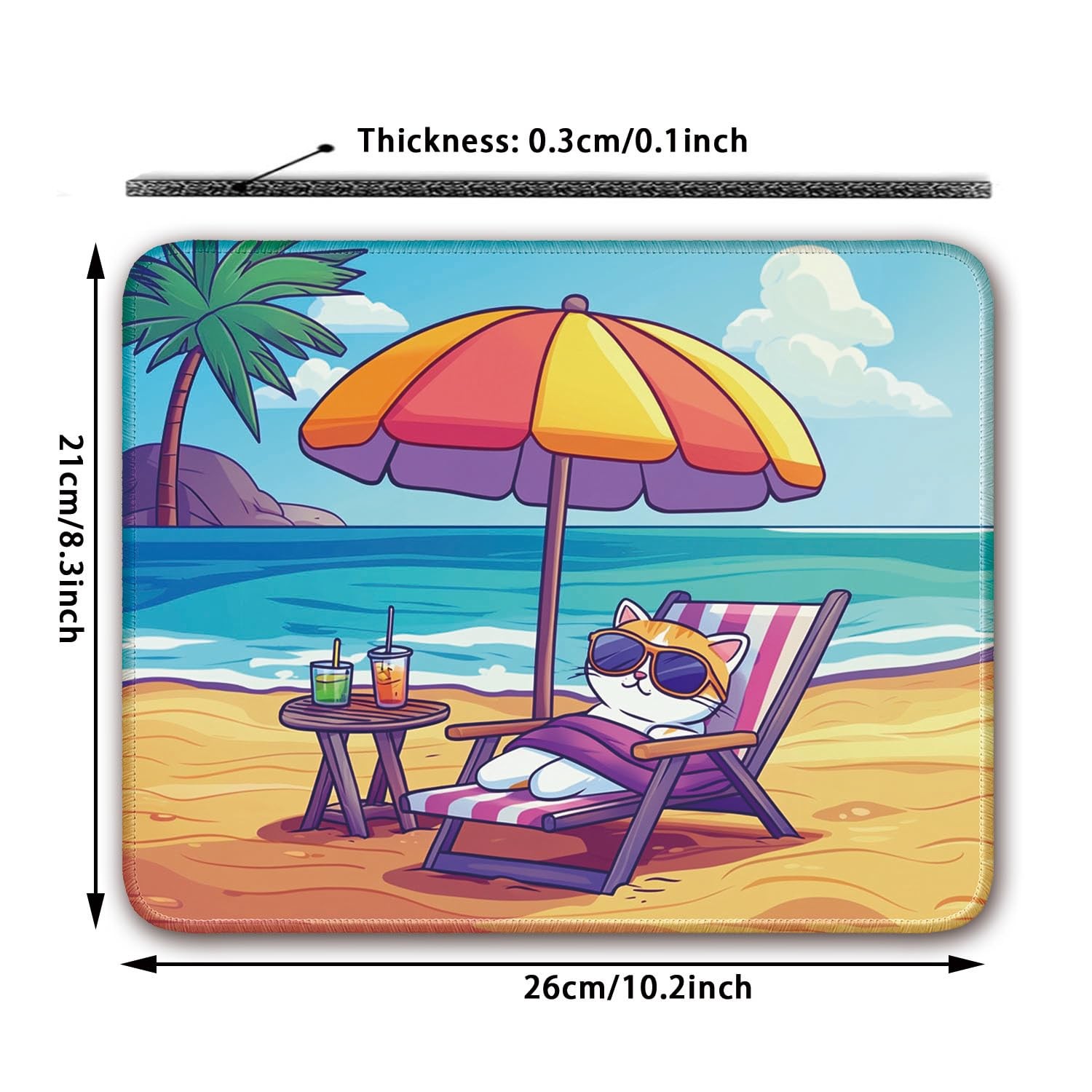Flodirise Non-Slip Mouse Pad Gaming 26x21cm / 10×8 inch, Cat 13