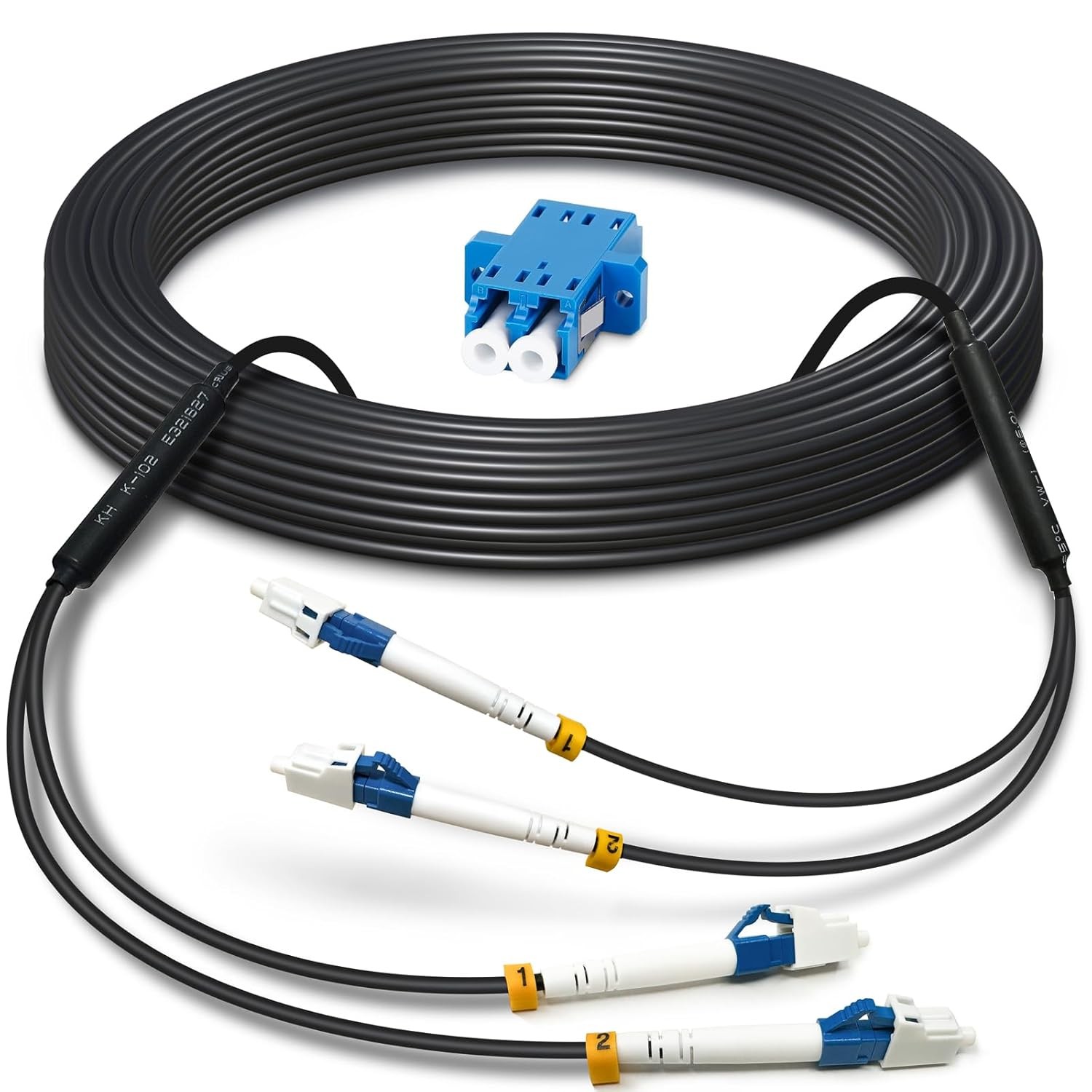 50ft/15m LC to LC Armored Fiber Optic Cable, Outdoor Fiber Patch Cable, Singl…