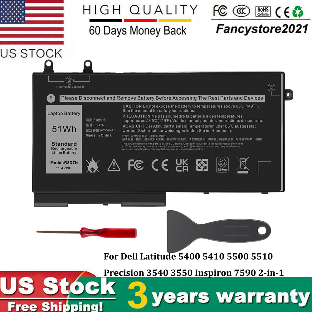 Laptop Battery for Dell Latitude 5400 5401 5410 5411 Type 11.4V 51Wh R8D7N W8GMW