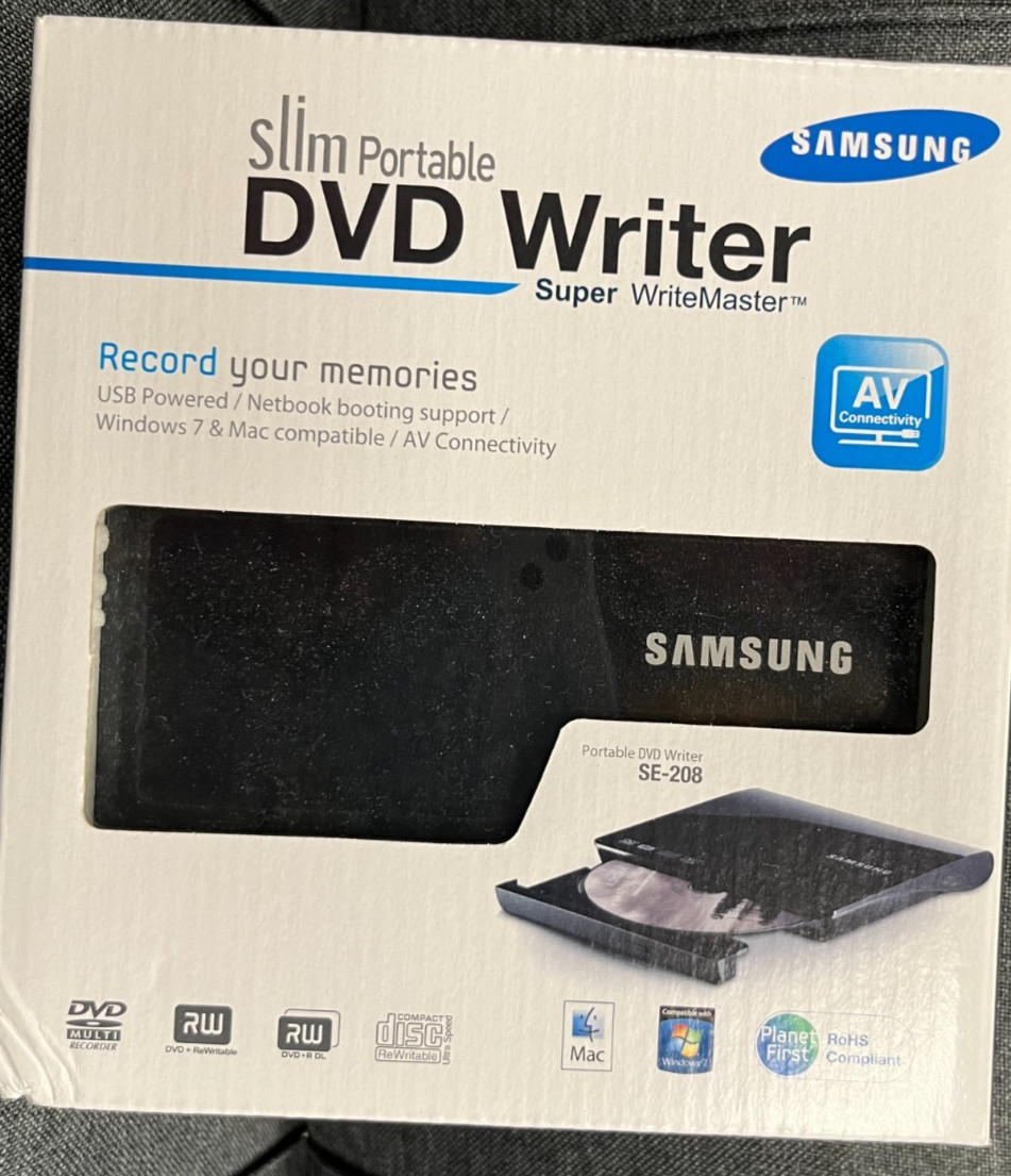 Samsung Super WriteMaster Slim Portable DVD Writer USB 2.0 #SE-208AB/TSBS New