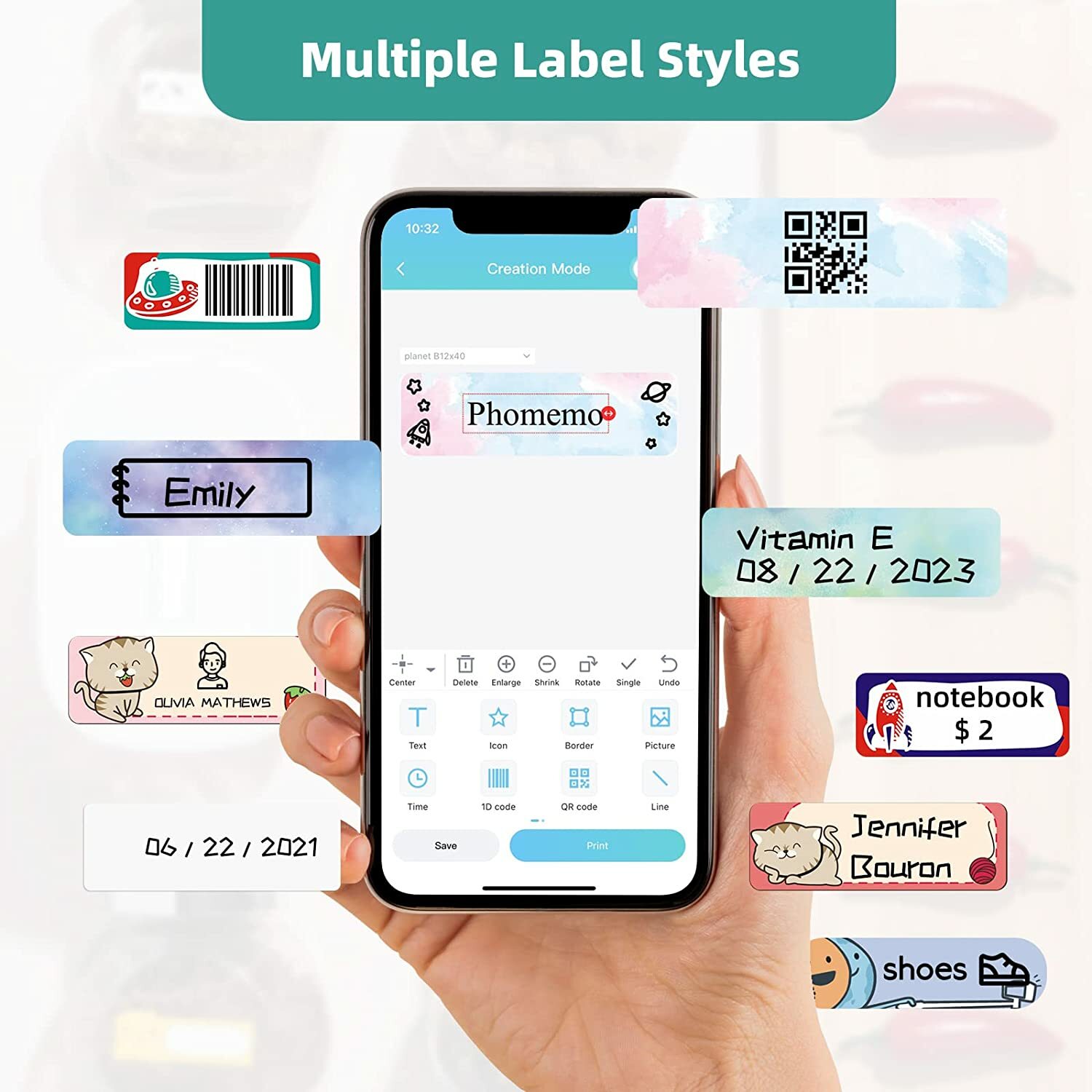 Phomemo D30 Mini Label Maker with Tape Easy-to-Use Thermal Sticker Paper Printer