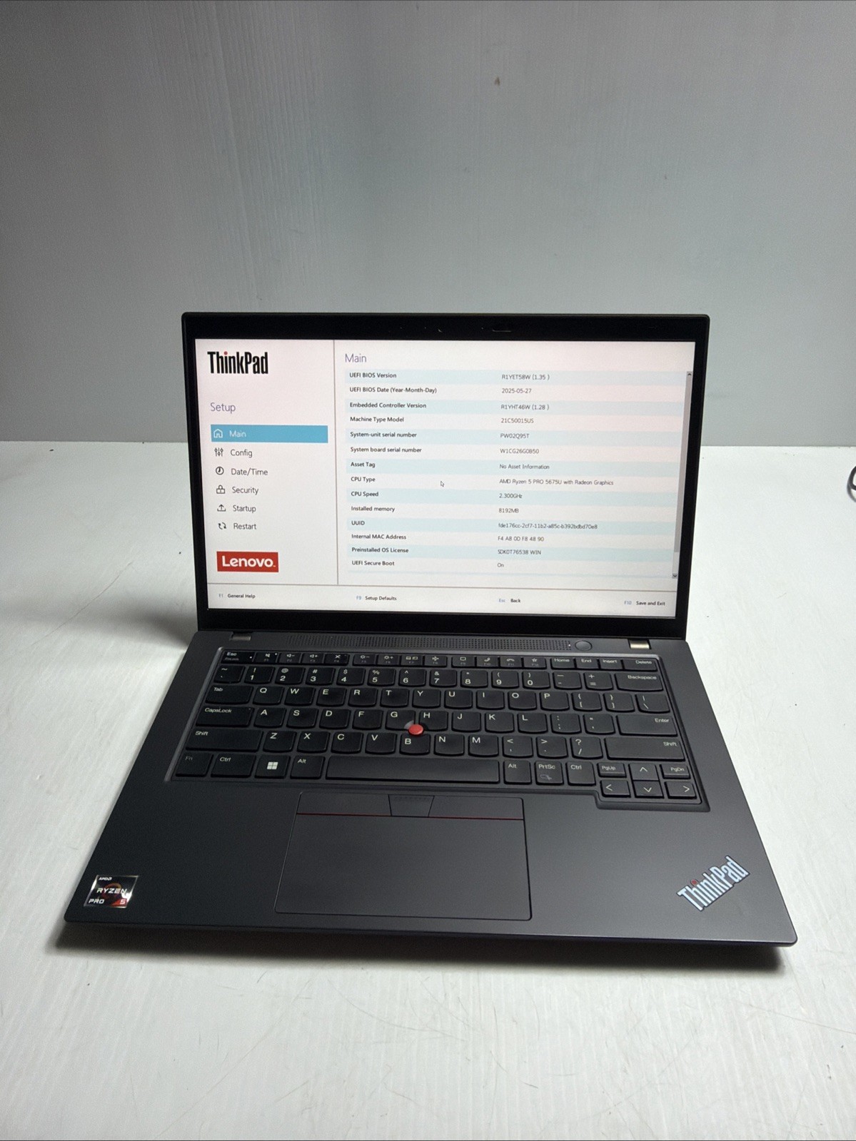 Lenovo Thinkpad L14 14″ Laptop AMD Ryzen 5 Pro 5675u 8gb Ram No Drives Boots Bio