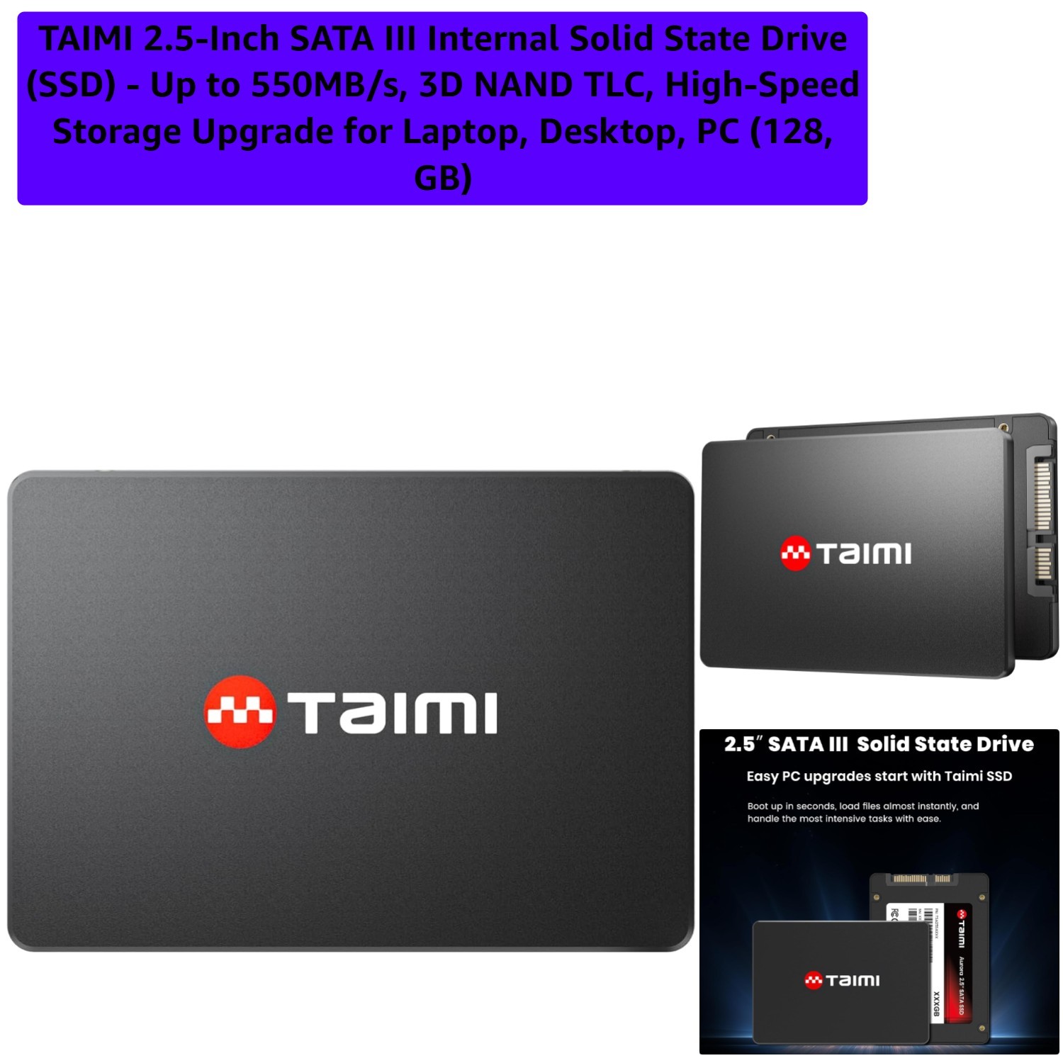 2.5-Inch SATA III Internal Solid State Drive SSD – Up to 550MB/s, 3D NAND TLC…