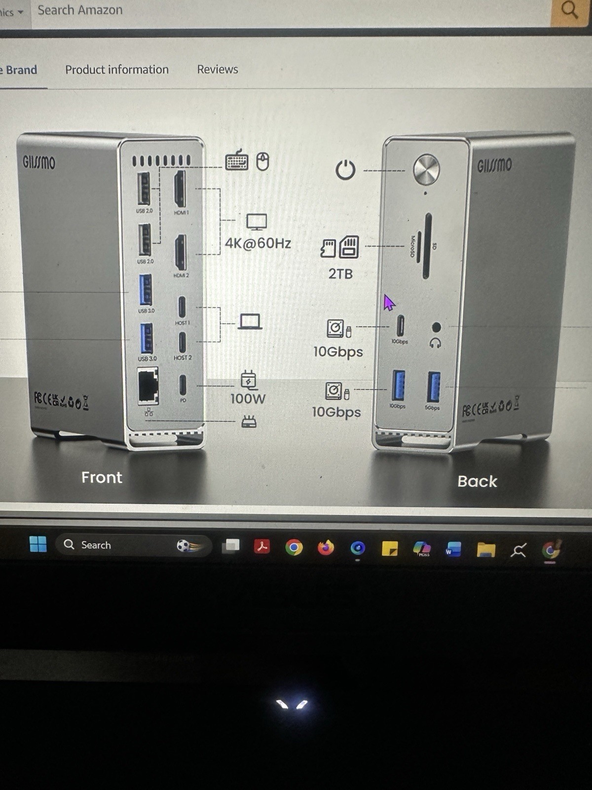 GIISSMO MacBook Pro Dual USB-C Multiport Hub HDMI, RJ-45, USB 3.0, SD/microSD