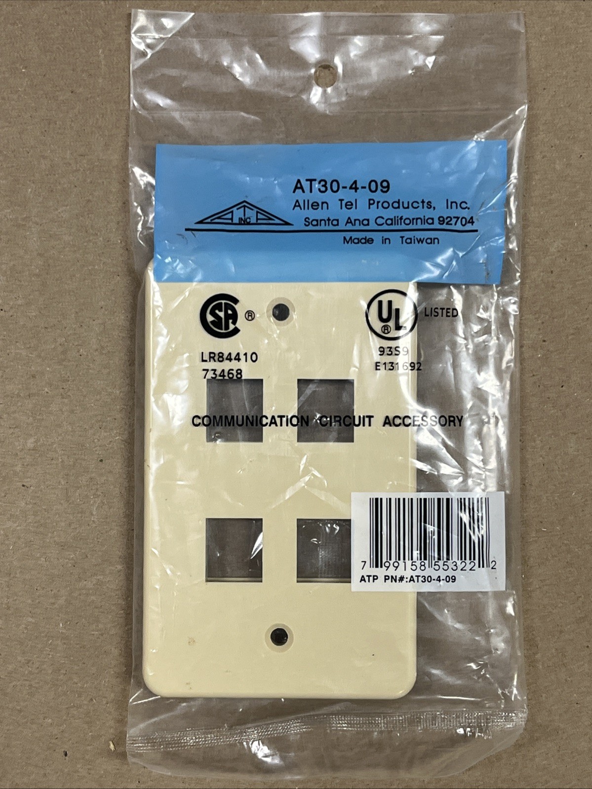 CAT6, Etc Ethernet RJ45 Wall Plate 4 Port Single Gang Keystone Comm Circuit Accy