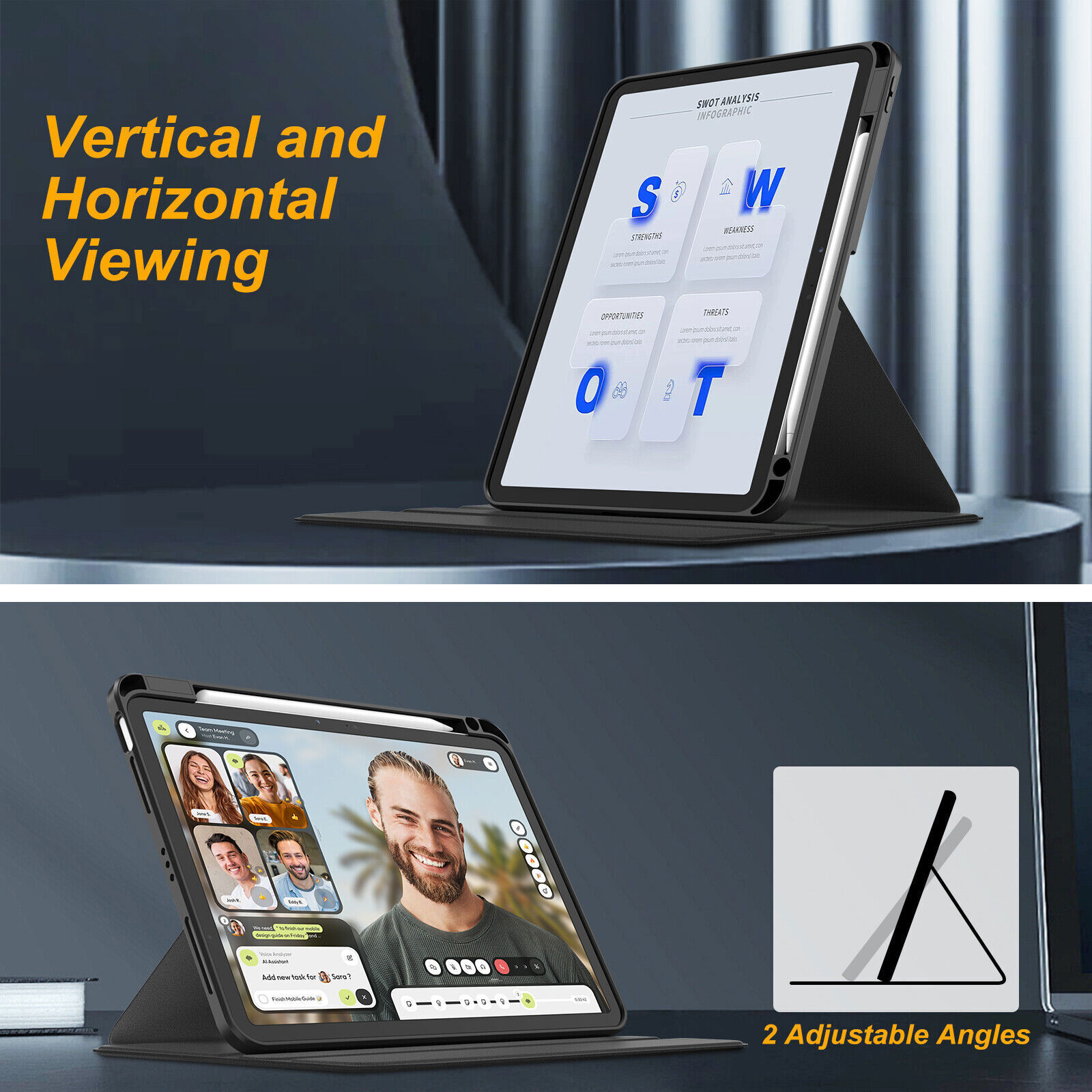 Case for iPad Air 11-inch M3 (2025) 360° Rotating Stand Shockproof Cover