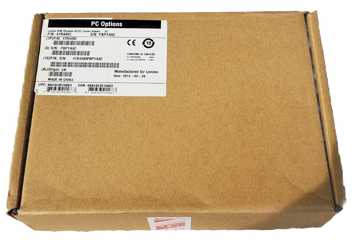 NEW SEALED 90W Lenovo Ultraslim AC / DC Combo Adapter 41R4493 with Accessories!