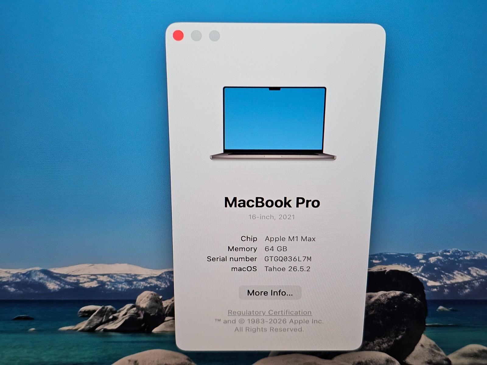 Apple MacBook Pro Laptop – 3.2 GHz M1 Max 64GB RAM 2TB 16.2″ – A2485 2021 18,2 1