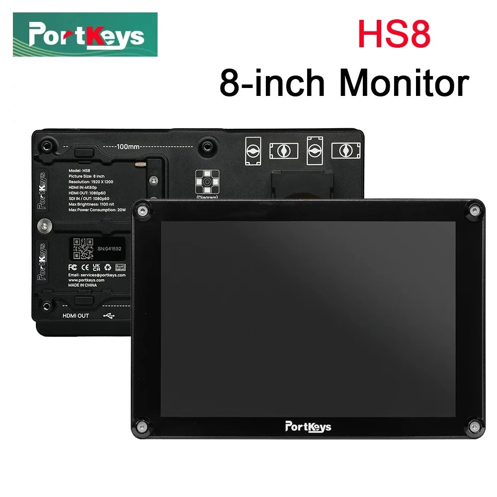 Portkeys HS8 8-inch Video Monitor 1000nit 1000:1 Brightness 3G SDI/HD output 4k
