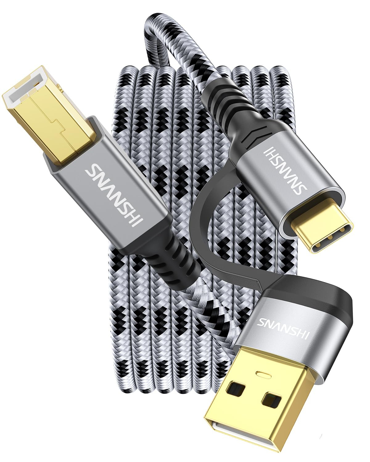 Printer Cable 10 FT, 2-In-1 USB C & a to B High Speed USB Printer Cable Compatib