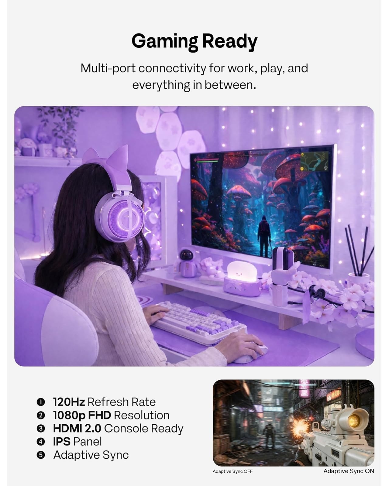 Pixio PX246 Wave Purple 24″ Monitor FHD 1920×1080 120Hz IPS FreeSync