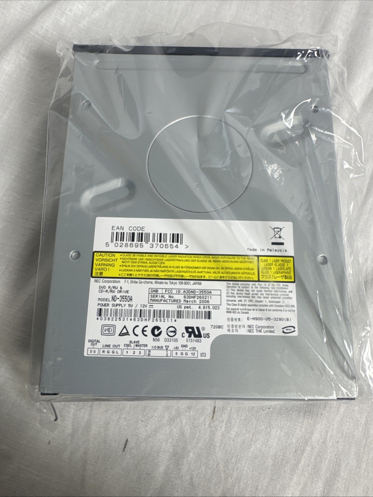 NEC 16X DVD + R/RW Double Layer 48X Cd-r, 48x Cd-rom, 24x Cd-rw NEW IN BOX