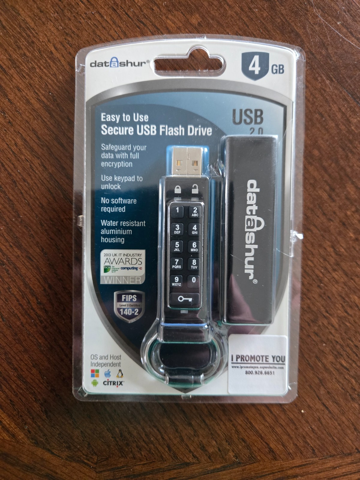 iStorage datAshur 4 GB Secure Flash Drive Password protected Dust & Water Resist
