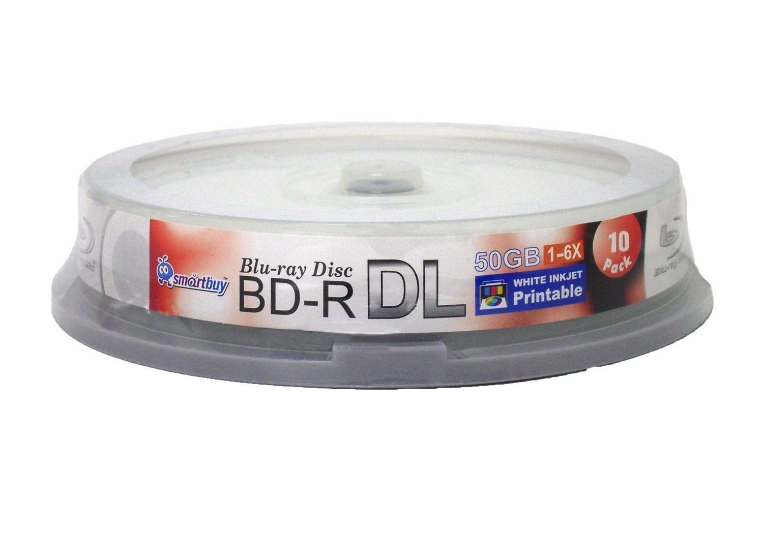 30 Pack SmartBuy Blu-ray BD-R DL Dual Layer 6X 50GB Inkjet Printable Record Disc