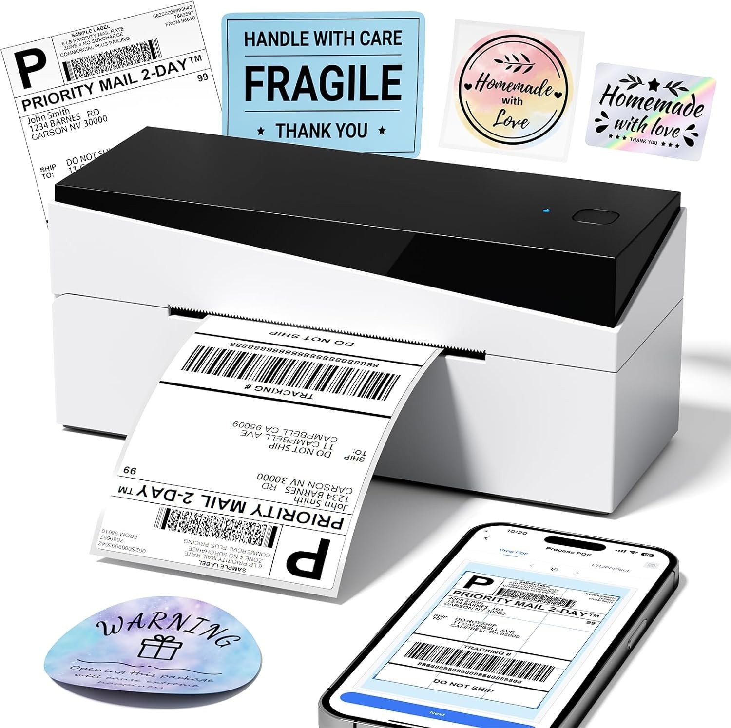 Phomemo PM-249BT Bluetooth Thermal Shipping Label Printer 4X6 for USPS eBay LOT