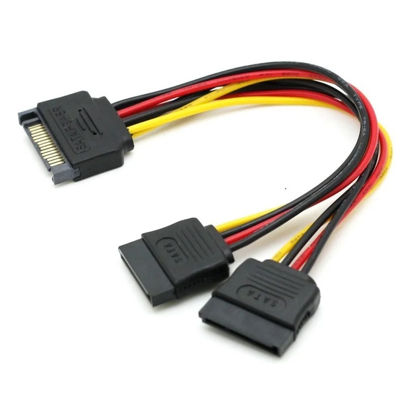 SATA 15Pin Power Splitter 1 to 2 – Male to 2 Female Y Cable 20CM