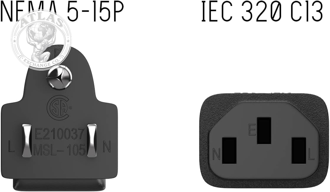 Cable Leader 3Ft 14AWG Computer Power Cord, NEMA 5-15P to IEC C13 AC Power Cable