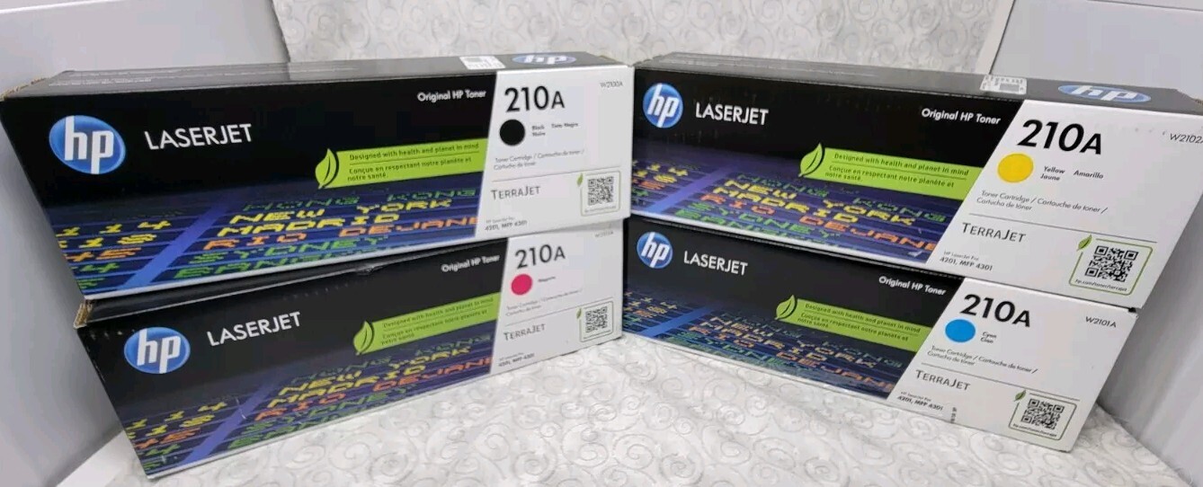 Genuine HP 210A CMYK Toner Print Cartridges Black, Magenta, Yellow, Cyan – Set