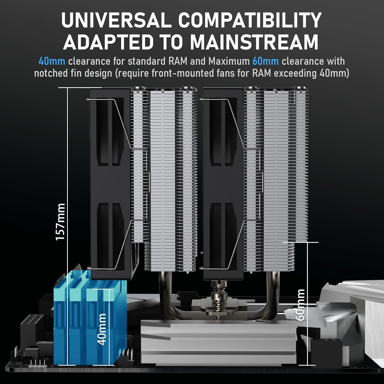 CPU Cooler Dual-Tower 6×6Mm Heat Pipes CPU Cooling Dual 120Mm ARGB PWM Fan…
