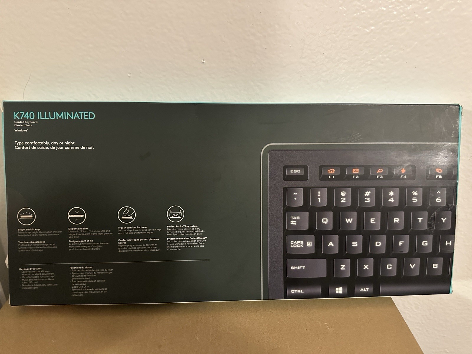Logitech K740 Illuminated Wired Keyboard 920-000914 Mild Usage With Box
