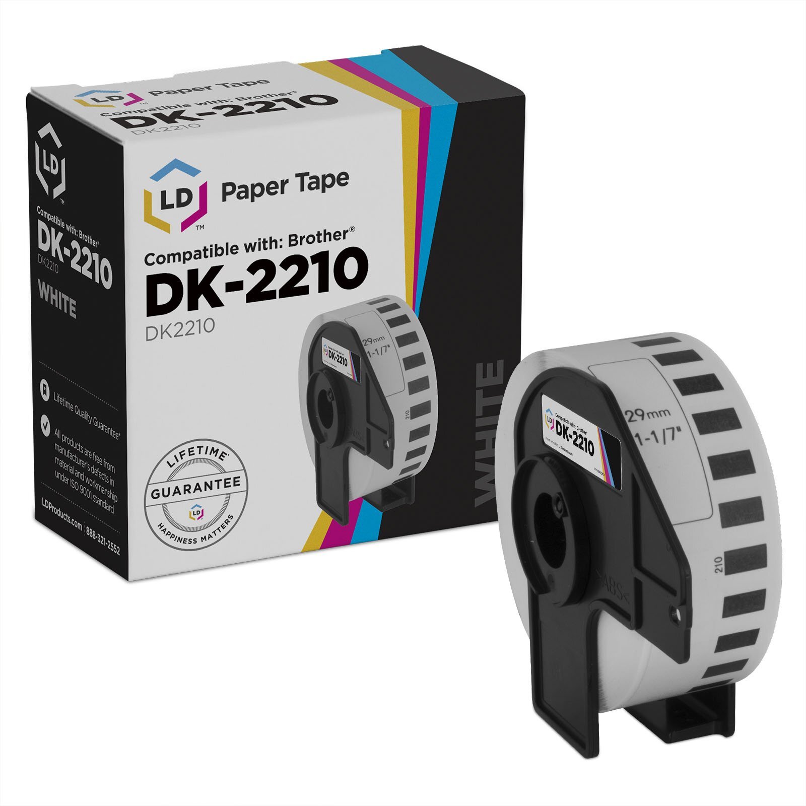 LD Compatible Brother DK-2210 White Label Tape / 1.1 in x 100 ft
