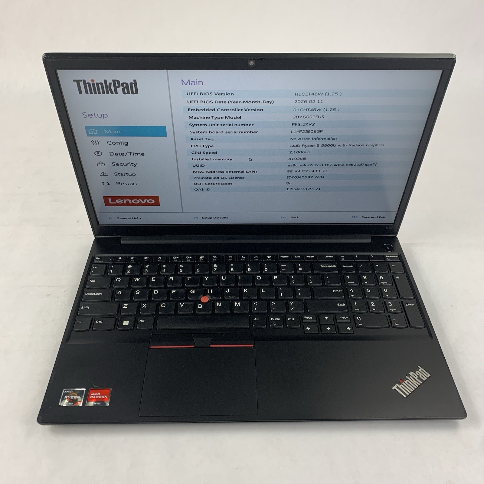 Lenovo ThinkPad E15 Gen 3 15.6″ Ryzen 5 5500U 2.1 GHz 8 GB RAM No OS/HDD/AC Dent