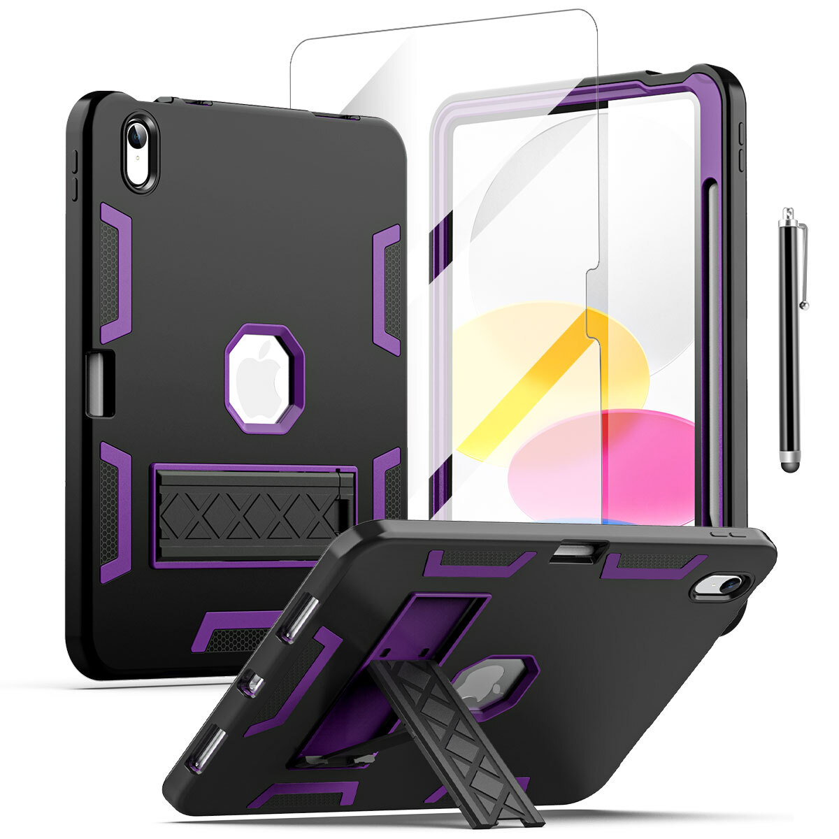 For Apple iPad (A16) Case Shockproof Heavy Duty Stand Cover+Screen Protector