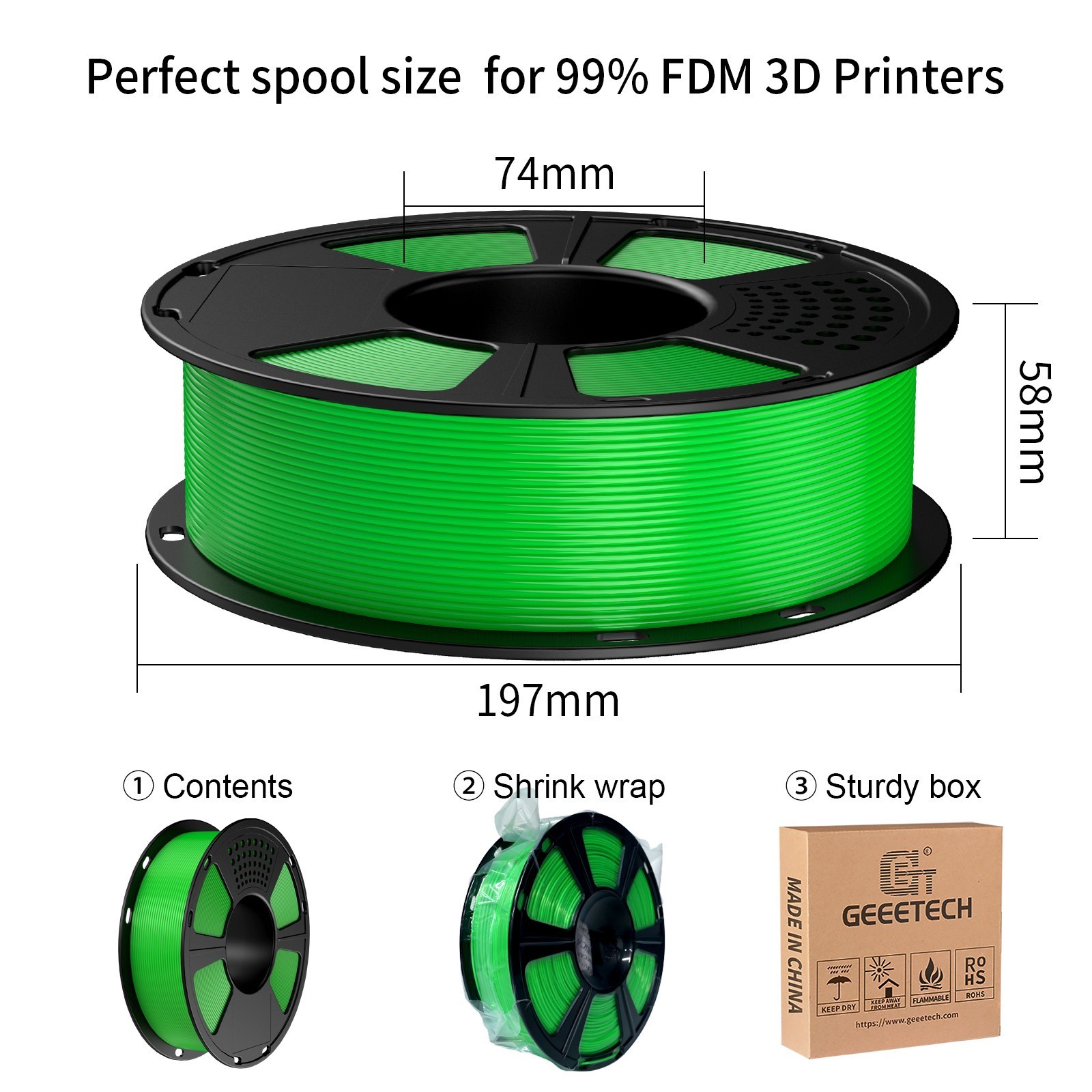 Geeetech Filament 0.5/1KG 1.75mm PLA/PETG/TPU/HS-PLA/ABS+/ASA/Resin 3D Printer