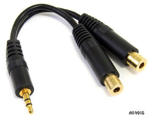 6in 3.5mm Male to 2x 3.5mm Female Stereo Splitter Audio Y Cable, Gold – AV-Y01S