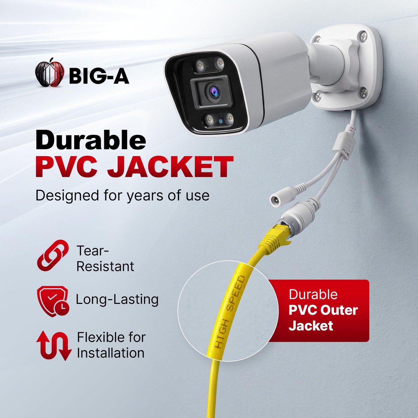 Big-A Cat 6 Ethernet Cable 1000ft Yellow, Cat6 Bulk Cable, 1000FT, Yellow