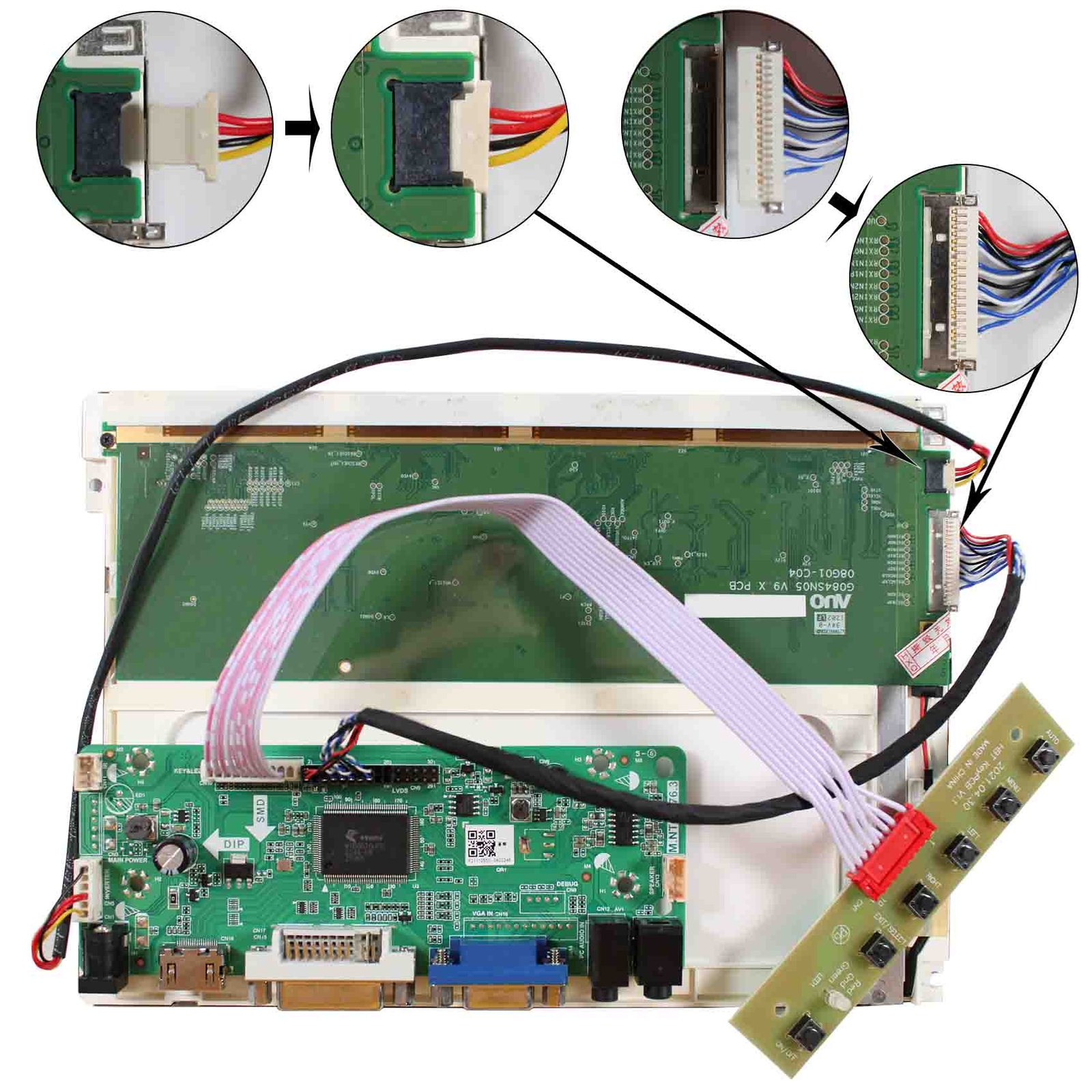 HDMI DVI VGA LCD Controller Board WIth 8.4 in G084SN05 800×600 LCD Screen