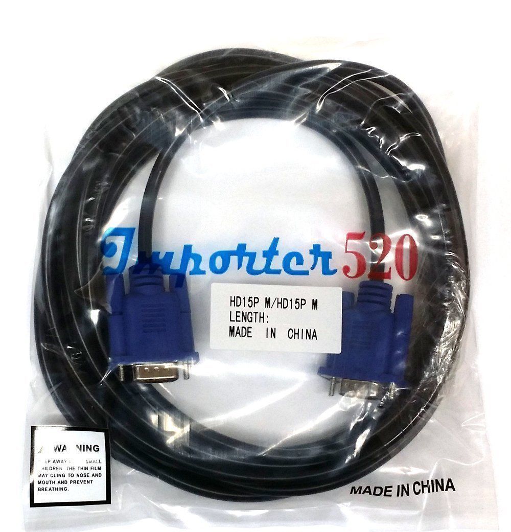 2 PACK 5FT SVGA 15 PIN Male To Male SUPER VGA Monitor Extension Cord Cable Blue