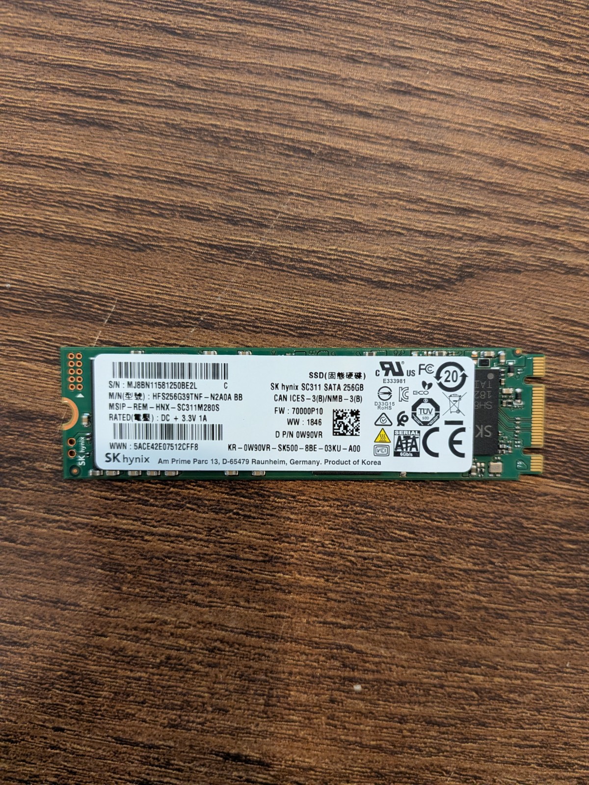 SK HYNIX SC311 256GB M.2 SATA 2280 SSD HFS256G39TNF-N2A0A