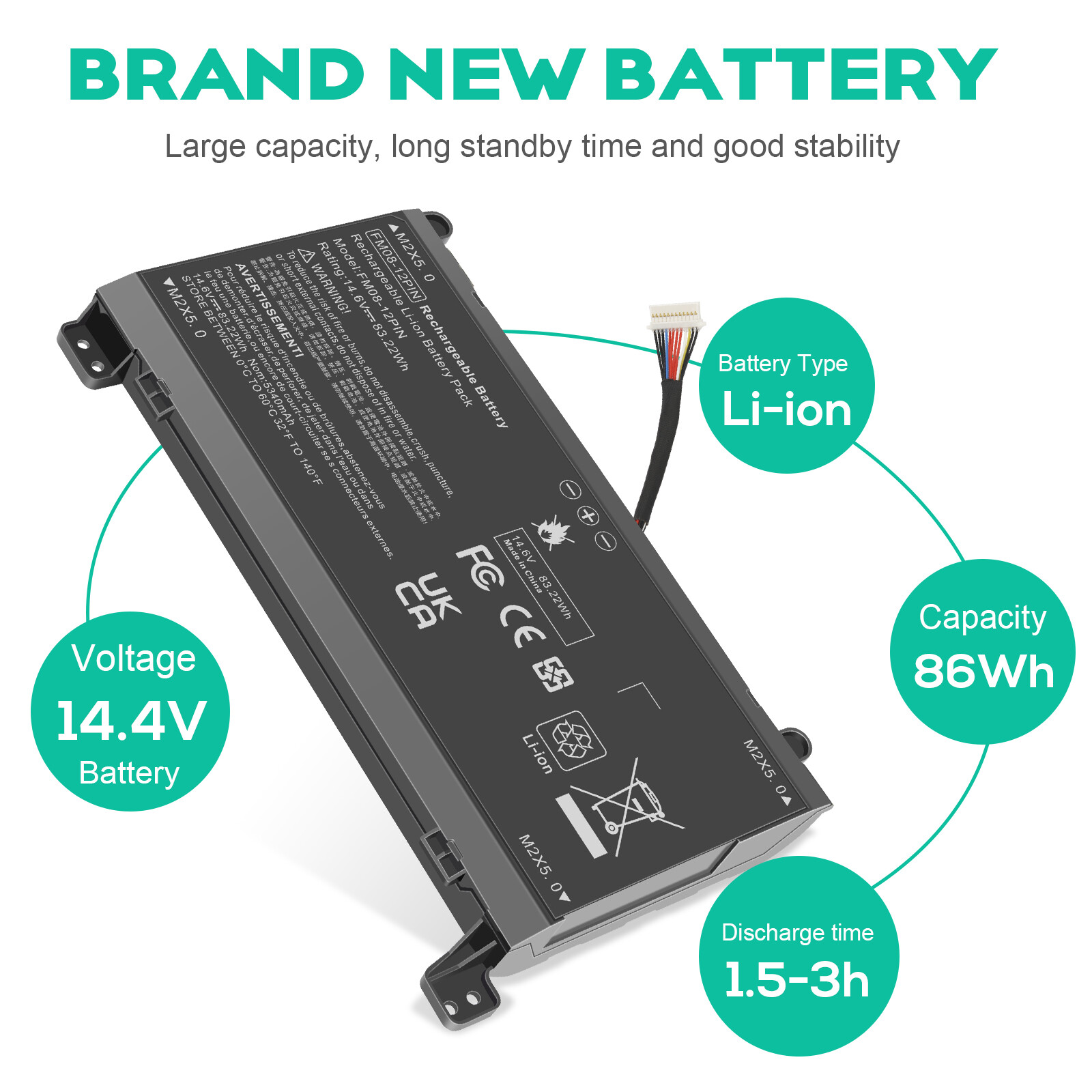 12Pin FM08 Battery For HP Omen 17-AN 17T-AN000 17T-AN100 HSTNN-LB8B HSTNN-LB8A