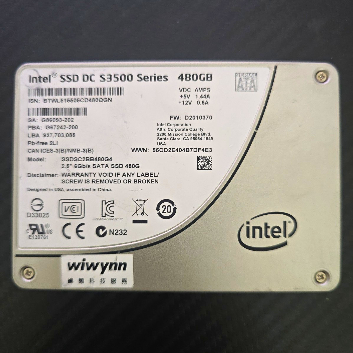 Intel SSD DC S3500 480GB 2.5″ SATA III Internal SSD SSDSC2BB480G4