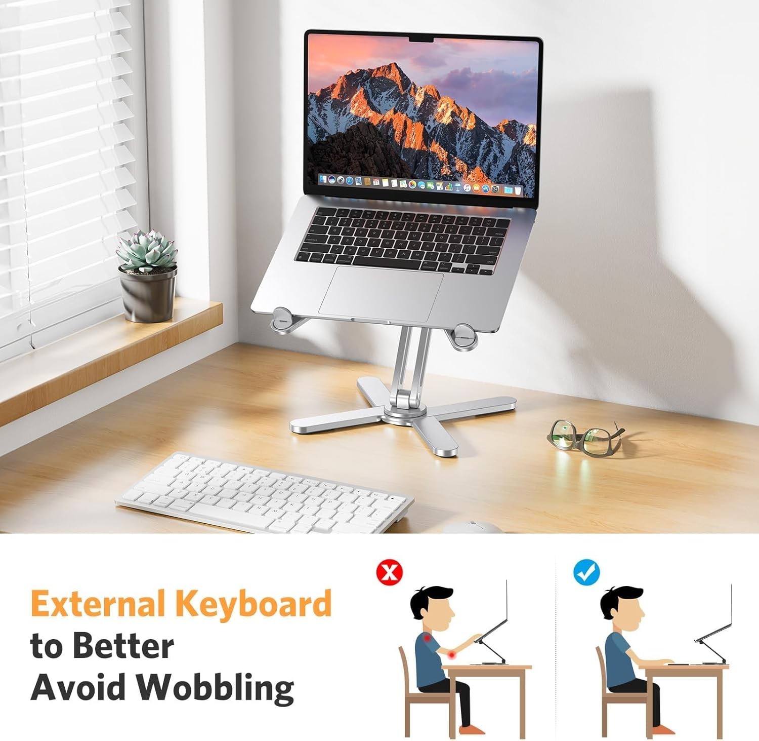 LA10 360° Rotating Laptop Stand Riser for Desk, Ergonomic Foldable Computer S…