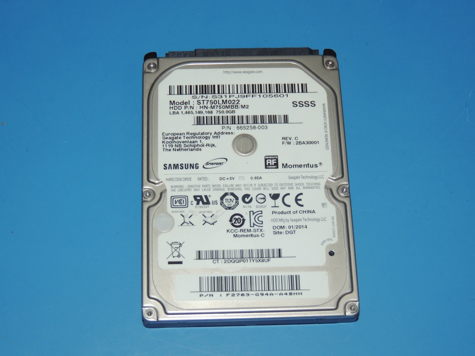 HN-M750MBB/M2 SAMSUNG 750Gb HARD DRIVE 2.5″ ST750LM022 5400rpm